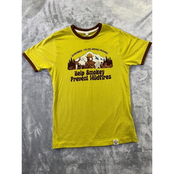 Official Smokey Bear Ringer T-Shirt Small By The Landmark Project  60% Cotton 40 - Picture 5 of 16